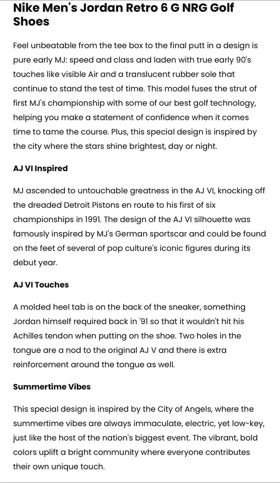 $230 Para hombres Talla 8 Air Jordan 6 Retro Bajo Golf 'Paquete de Regalo' FD6719-001 2023 Foto 3 de 4