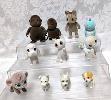 Lot of 11 Mini Flocked Animals Monkey Dog Dinosaur Cat