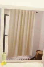 Threshold 50"x63" Blackout Slub Weave Raw Edge Curtain Panel Ivory*