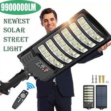 9900000LM Commercial LED Solar Street Light Dusk-to-Dawn Road Lamp Motion Sensor