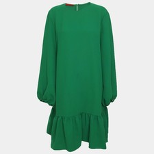 CH Carolina Herrera Green Crepe Flare Midi Dress XS