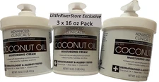 3x16 oz = 3 lbs Advanced Clinicals Spa Size Coconut Oil Cream Skin Moisturizing