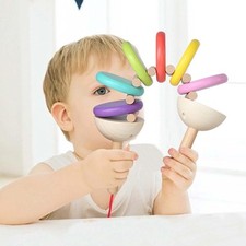 Wooden Castanets Hand Clappers Rainbow Color Educational Kids Percussion