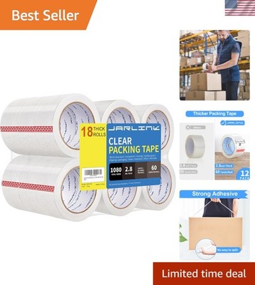 Clear BOPP Packing Tape - 18 Rolls, 2.8mil Thickness, Waterproof for Shipping