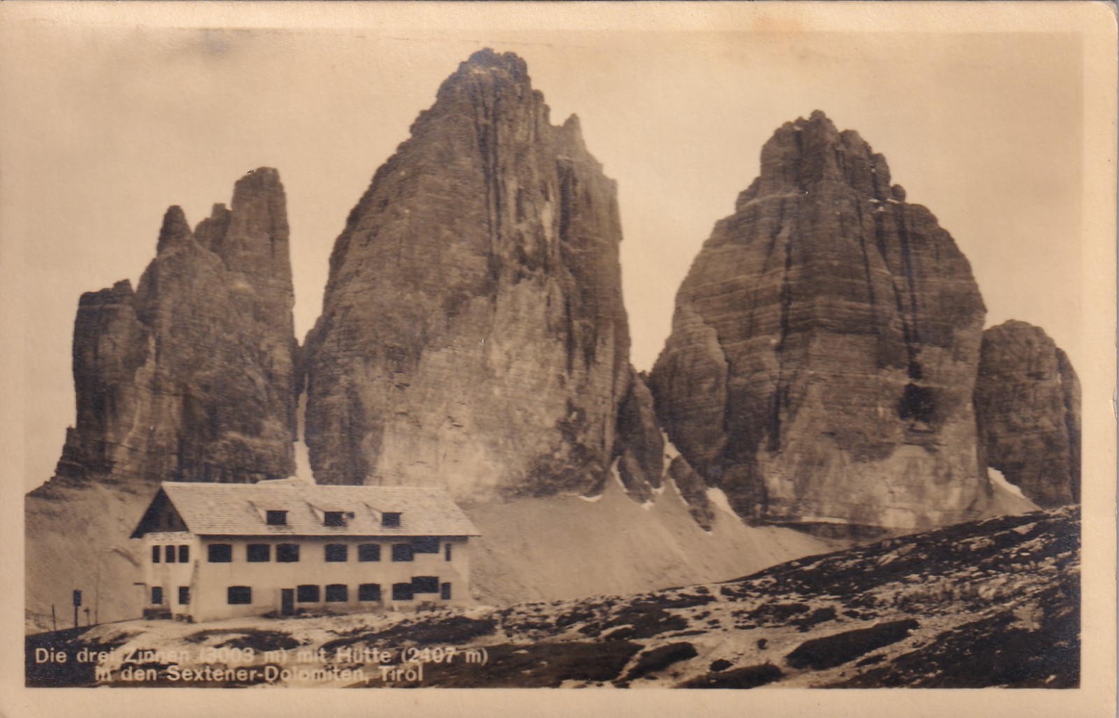 CARTOLINA DI BELLUNO ,LE TRE CIME DI LAVAREDO - DREI ZINNEN - 1923 - TIMBRO