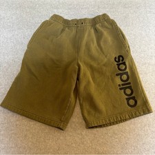 Adidas Mens Small Olive Green Fleece Shorts Logo Graphic Athletic Casual Lounge