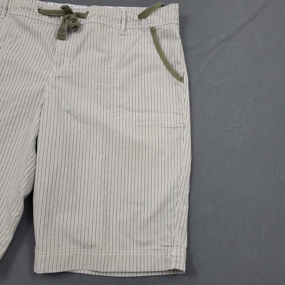 Pantalones cortos impermeables para mujer 18 bermudas tiro alto 12,5" entrepierna sarga rayas verde Foto 3 de 4