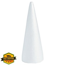 Foam Cones 12 Inch White Styrofoam for Christmas Crafts Set 6