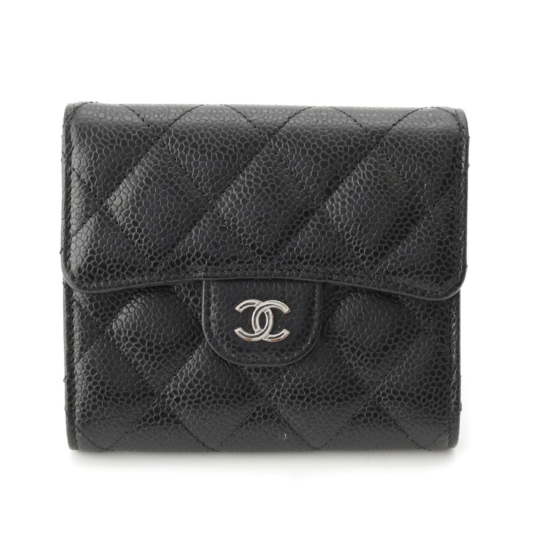 Chanel Classic Small Tri-Fold Wallet in Black Caviar Leather Ap0231