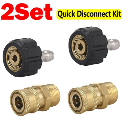 #ad 2Sets M22 to 1 4quot; Brass Adapter for Pressure Washer Hose Quick Connect 4000PSI $15.89