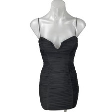 Princess Polly Black Ruched Wired V-neck Cami Camisole Mini Bodycon Dress 2 
