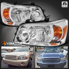 Fits 2004-2007 Toyota Highlander Halogen Headlights Lamps Leftright 04 05 06 07