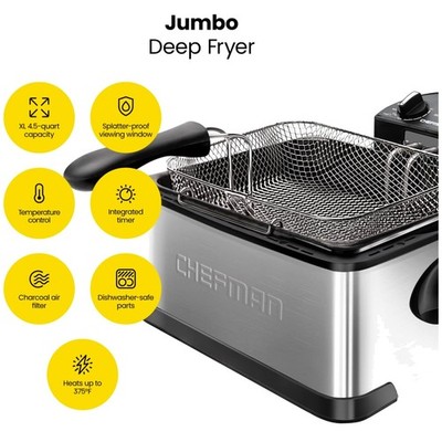 Easy-Clean 4.5L Deep Fryer, Adjustable Temperature