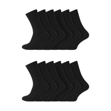 Mens 12 Pairs 100% Cotton Non Elastic Socks Size 6-11 Loose Top Comfort Fit