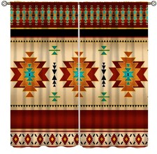 Aztec Curtains,Red Ethnic Southwestern Geometric Window Treatments for Living...