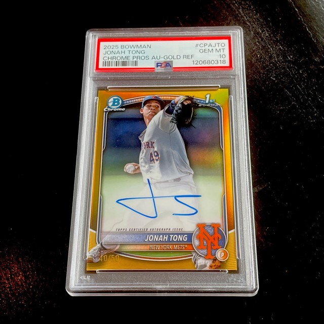 2025 Bowman Chrome Jonah Tong True Gold Auto 40/50 PSA 10 Gem Mint - Mets