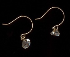 10K Solid Yellow Gold 5mm Round Clear Crystal CZ Solitaire Hook Stud Earrings ra