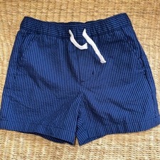 Janie And Jack Boys 4 T Navy Blue Stripe Shorts 100 Cotton Adjustable Waist
