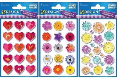 Avery Creative 3D Sticker Aufkleber Herzen Herz Blumen Blüten Geschenk Deko