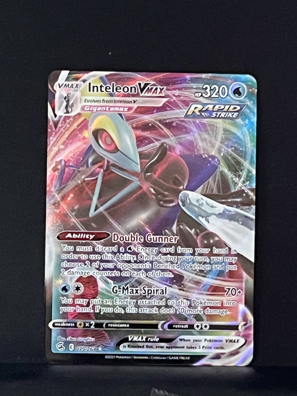 Pokemon TCG SWSH08: Fusion Strike #079/264 Inteleon VMAX NM