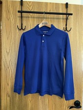 NWOT Lands' End Sz L 10-12 Boys Soft Knit Long Slv Polo Blue School Uniform