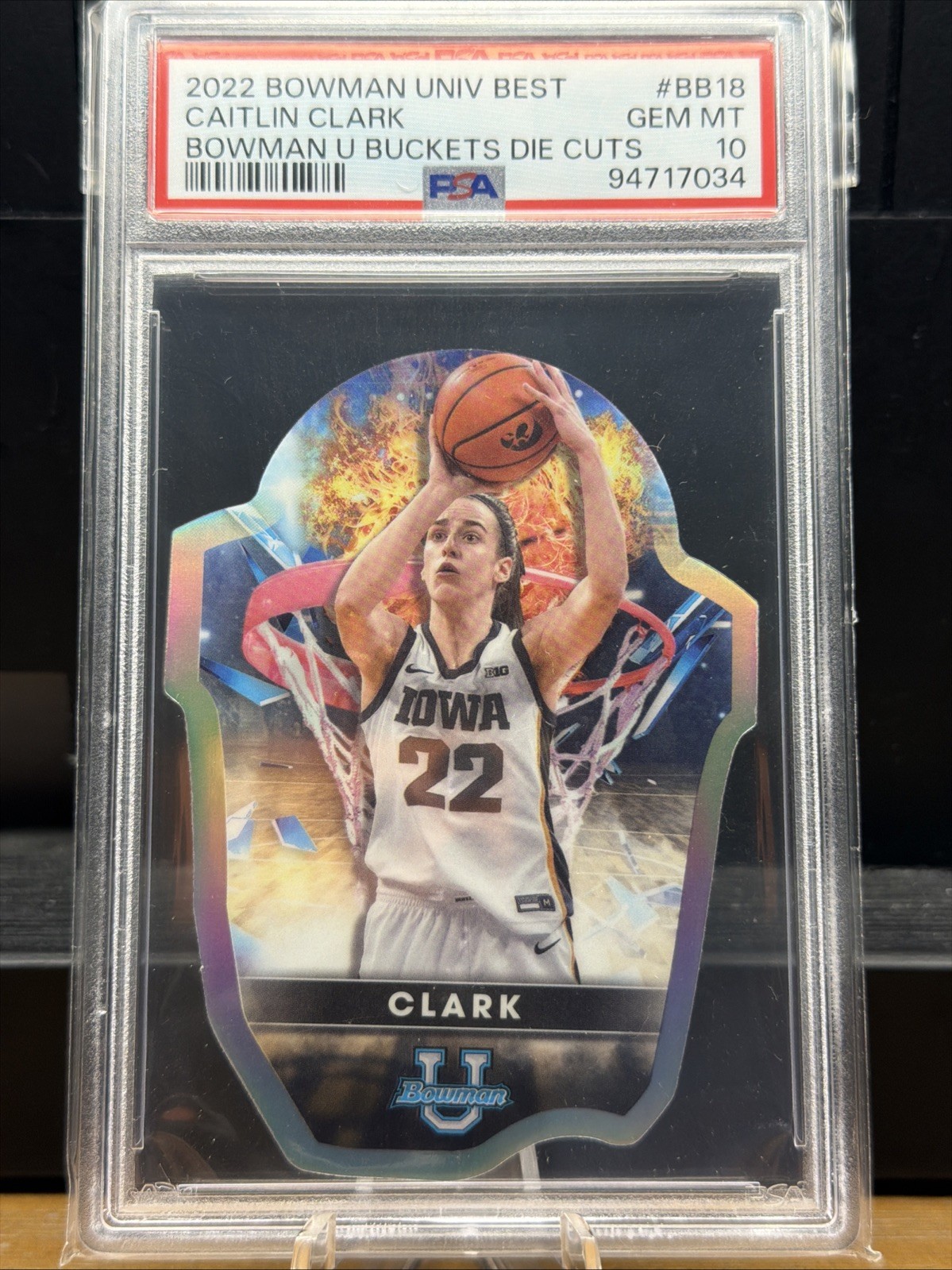 CAITLIN CLARK 2022-23 BOWMAN U BEST BUCKETS DIE CUTS RC #BB 18 PSA 10 GEM MINT