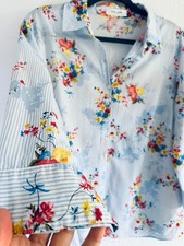 Gerry Weber Bluse Blumen gestreift tailliert blau Gr. 44