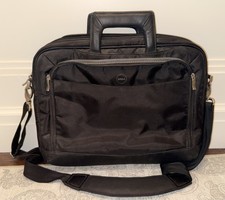 Dell Computer 3 Layer Laptop Bag Black Canvas Messenger Briefcase Shoulder Bag