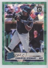 2019 Panini Donruss Optic Green Cracked Ice Prizm 4/7 Christin Stewart #32 nd3