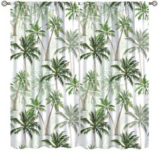 Tropical Palm Tree Curtain,Summer Coconut Tree Print Windows Treatment Curtai...