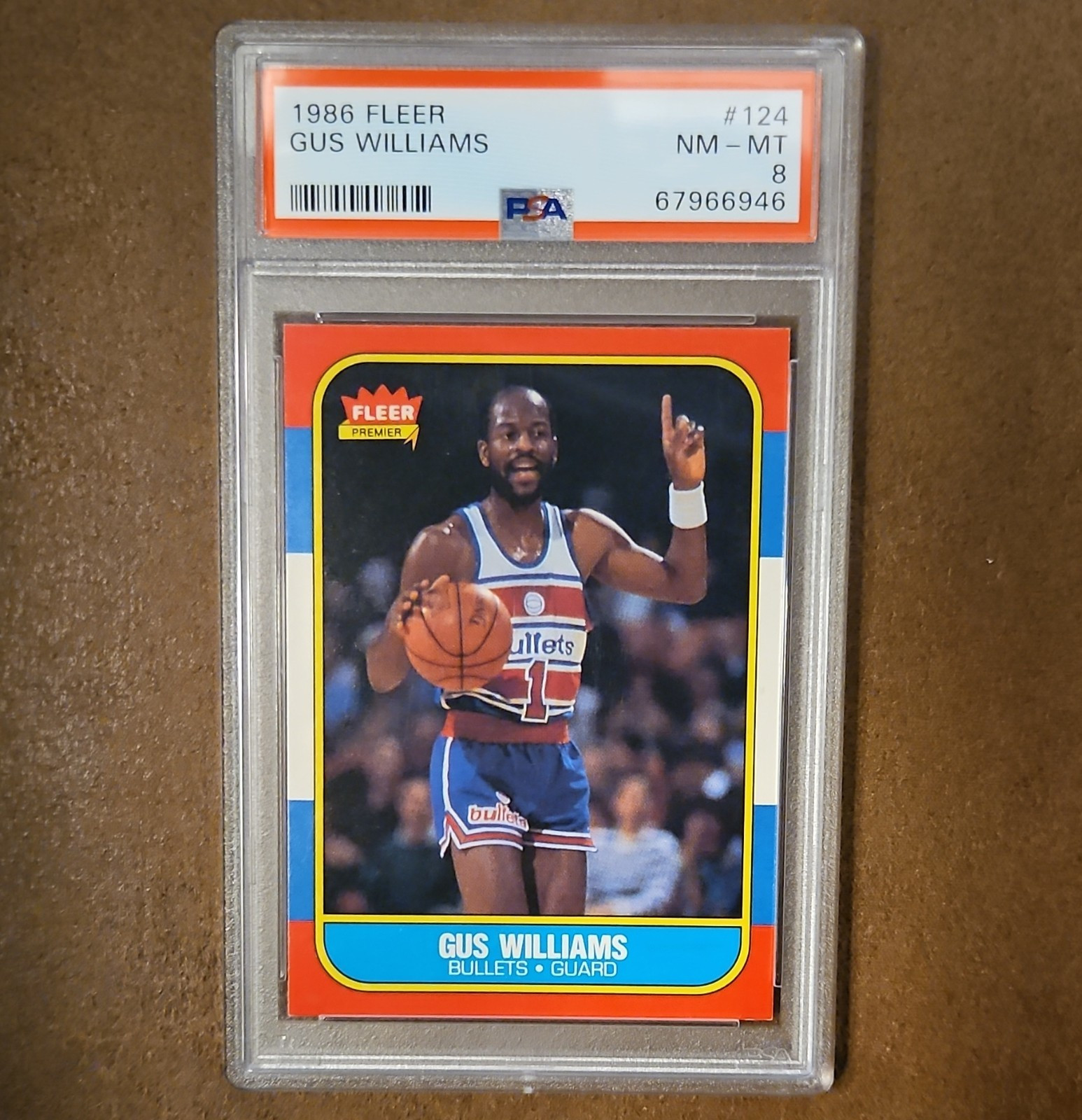 Fleer 1986-87 Gus Williams #124 PSA 8 Washington Bullets Basketball Card