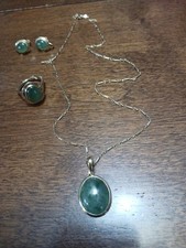 14k & 18k Gold Jade Jewelry Set Chain, Ring, Earrings & Pendant
