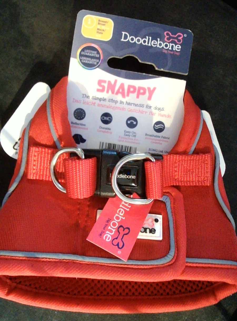 Doodlebone Snappy Step In Dog Harness Small Size 1 (31-35cm breast). Ruby/Red
