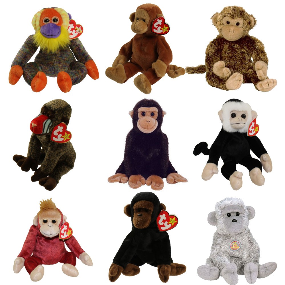 ❣️✨❣️TY Beanie Buddies 猿ぬいぐるみ3体セット❣️✨❣️ TY Beanie Babies - SET OF 9 PRIMATES (Mooch, Congo, Cheeks
