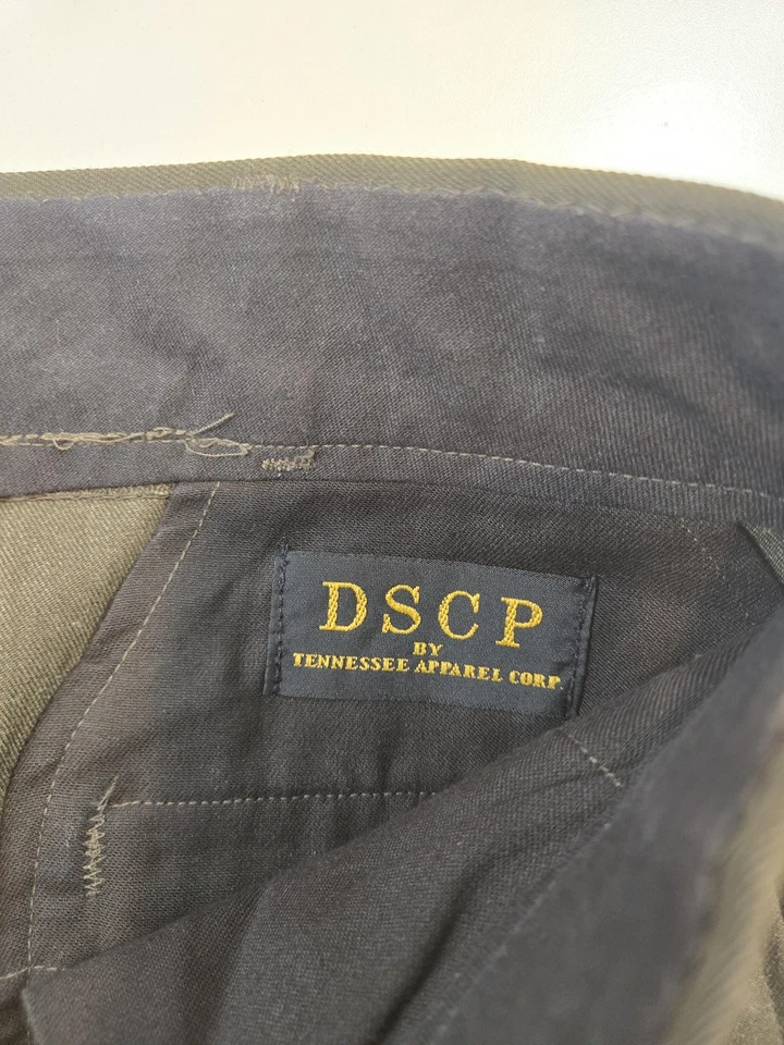 Pantalones de vestir vintage del Cuerpo de Marines para hombre 34R verde oliva poli lana plisados DSCP Foto 4 de 4