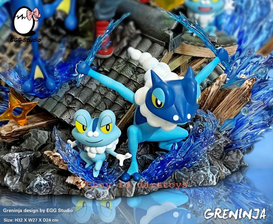 EGG STUDIO Ash Ketchum Greninja Family Resin Statue Model H12.6