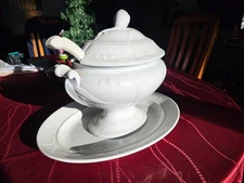 Antique W Baker & Co English Ironstone Soup Tureen w Lid Ladle & Stand
