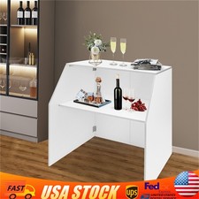 Foldable Bar Portable Event Bar Cabinet Strong Load Capacity White For Parties