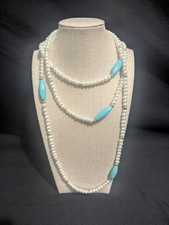 MULTI-STRAND Pearls  Turquoise Layered Chunky BOHO, Statement Necklace Costume