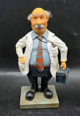 Vintage Doctor Figurine Doctor Bag Bald Gray Hair Stethoscope 8''