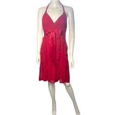 ELIZA J NEW YORK RED RUFFLED CHIFFON HALTER COCKTAIL DRESS 12