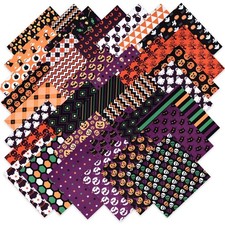 60pcs Halloween Fabric Bundles 10x10" Spooky Pumpkin Quilting Squares DIY Sewing