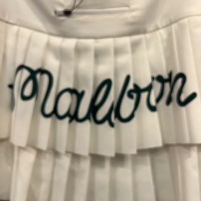 New Malbon Golf Essential Logo Pleated Skirt Women White Color