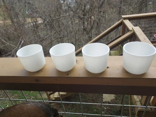 Lot of 4 Vintage Corning US Navy Watchman handleless mugs Milk glass Korean War