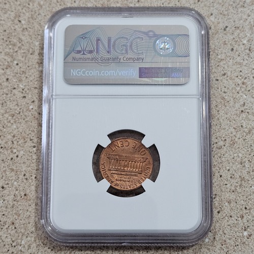 1972 1C Lincoln Memorial Cent Coin Mint Error Obverse Indent NGC MS 65 RB - Picture 6 of 9