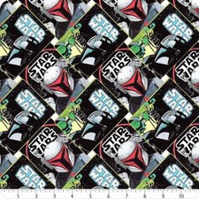 Camelot Fabrics The Mandalorian Poster Black Cotton Fabric by the Yard