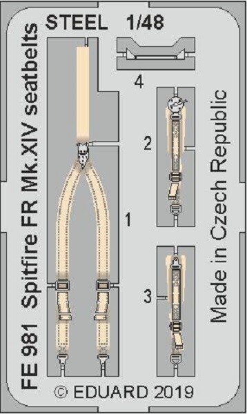 MW22 Eduard FE981 Spitfire Fr Mk.Xiv Seatbelts Steel 1/48 Zoom Set For Airfix-image