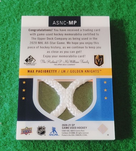 Vegas Max Pacioretty 2020-21 SP Game Used All-Star Net Cord #17/35 #ASNC-MP - Afbeelding 3 van 3