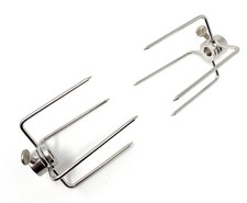 Stainless Steel Spit Forks for Cypriot Rotisserie Barbecue BBQ 8mm Skewer - 2pk