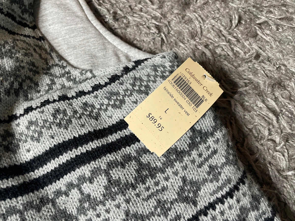 NWT Coldwater Creek fairaisle sweater vest full zip womens size large | eBay